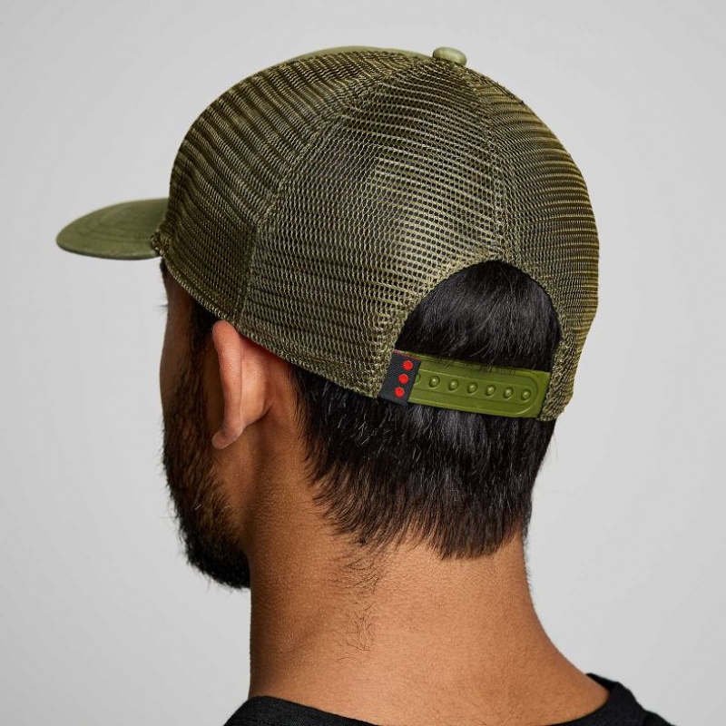 Saucony Adjustable Snap Back Trucker Hüte Herren Olivgrün | SCHWEIZ MODEV