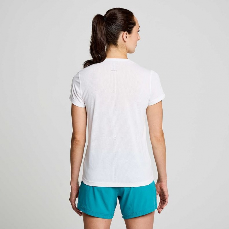 Saucony Stopwatch Graphic Kurzes Sleeve T-Shirt Damen Weiß | SCHWEIZ EWCJN