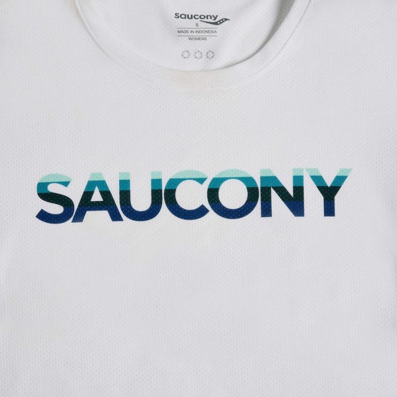 Saucony Stopwatch Graphic Kurzes Sleeve T-Shirt Damen Weiß | SCHWEIZ EWCJN