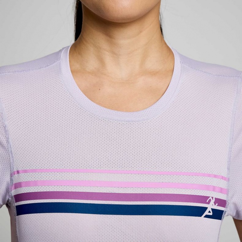 Saucony Stopwatch Graphic Kurzes Sleeve T-Shirt Damen Lila | SCHWEIZ TQMEO