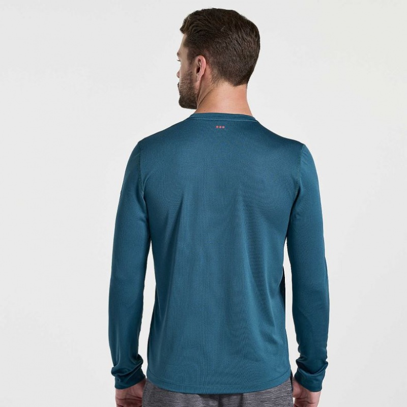 Saucony Stopwatch Graphic Long Sleeve T-Shirt Herren Blau | SCHWEIZ NCVGT