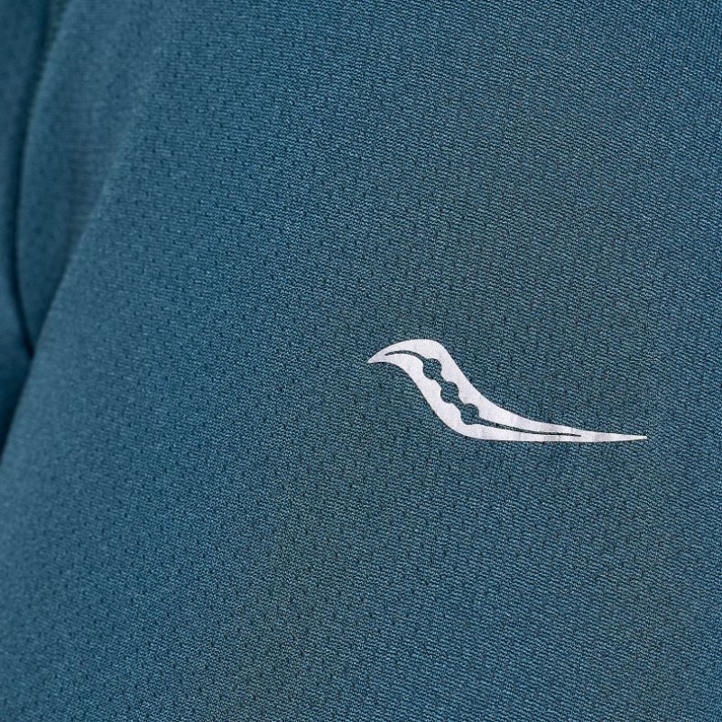 Saucony Stopwatch Graphic Long Sleeve T-Shirt Herren Blau | SCHWEIZ NCVGT