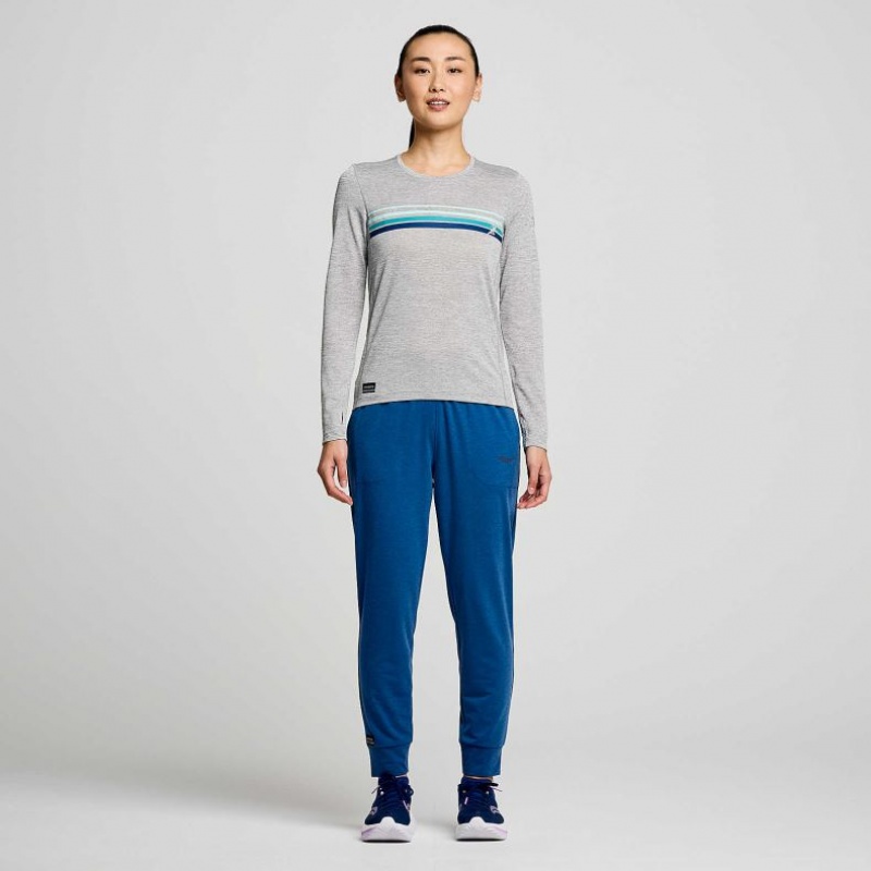 Saucony Stopwatch Graphic Long Sleeve T-Shirt Damen Hellgrau | SCHWEIZ PMTVF
