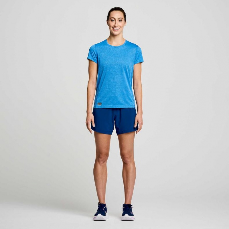 Saucony Stopwatch Kurzes Sleeve T-Shirt Damen Blau | SCHWEIZ XFCOS