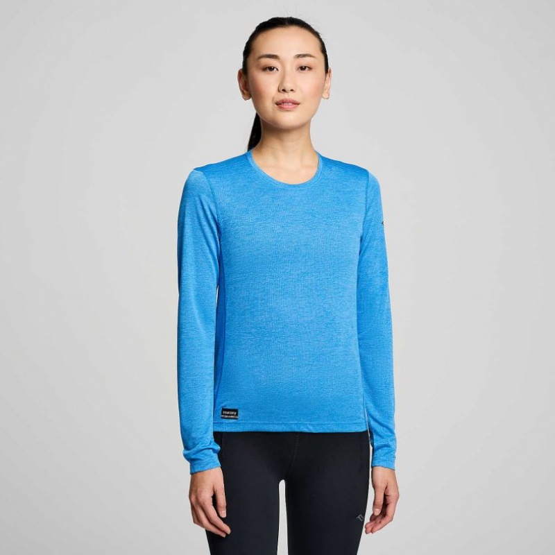 Saucony Stopwatch Long Sleeve T-Shirt Damen Blau | SCHWEIZ RYMKB